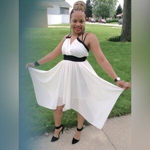 Off White Hanker-Chief Hem Dress